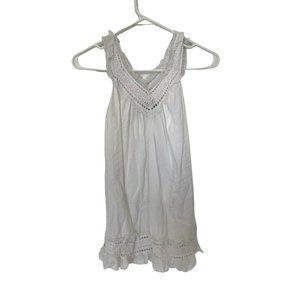 Passport White Summer Tank Top with Elastic Bottom Women's Size Small